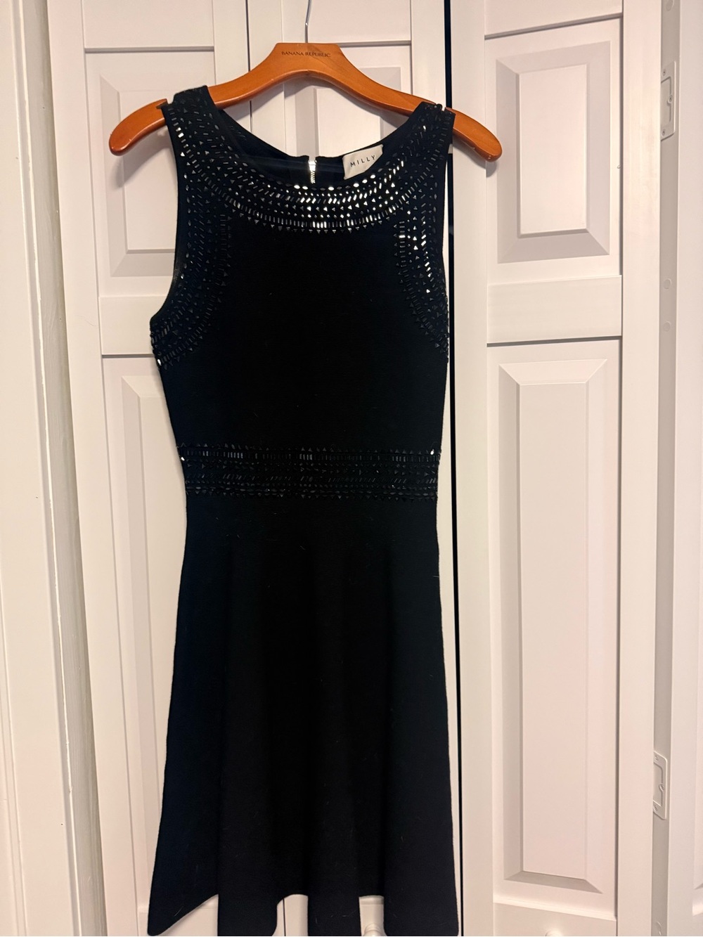 Milly Scoop Neck Sleeveless Jewel Black Mini Dress small